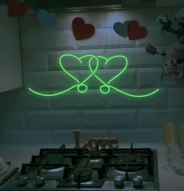 Double Heart Neon Sign