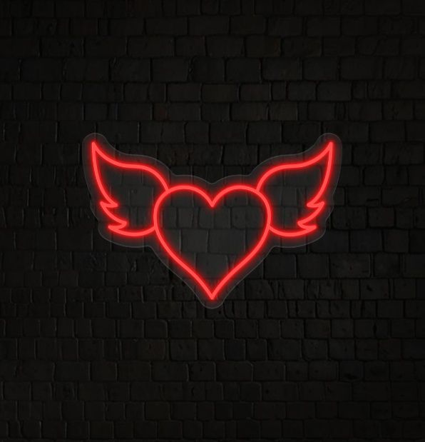 Heart Wings Valentine'S Day Love Neon Sign