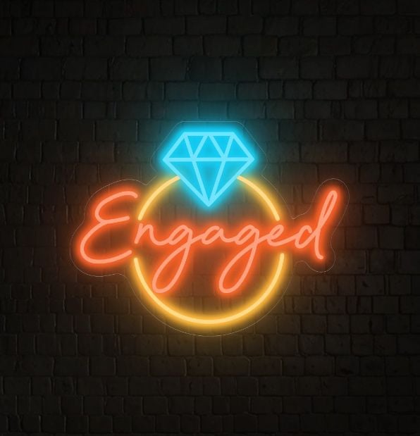 Diamond Engaged Ring Neon Sign