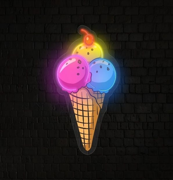 Ice Cream Cone LED Neon Acrylic Artwork