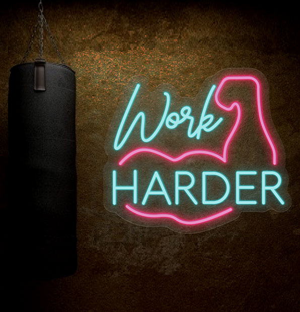 Work Harder Neon Wall Art