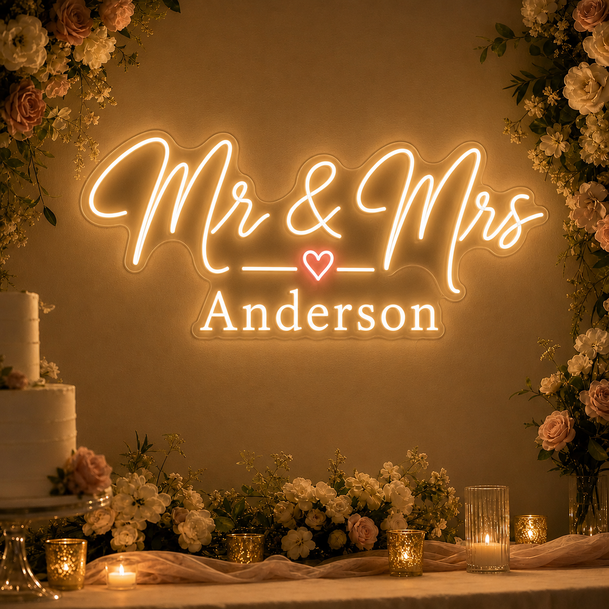 What Is a Neon Light Sign? Mr and Mrs wedding neon light sign